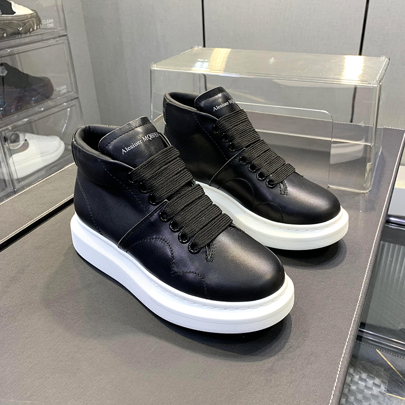 2025秋冬季加绒新款高帮鞋真皮厚底百搭小白鞋男女时尚休闲板鞋潮