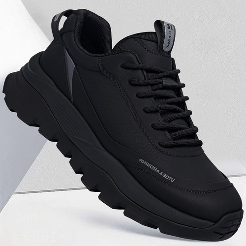 运动鞋男2026春季新款真皮透气百搭男士厚底防滑开车休闲潮鞋子男