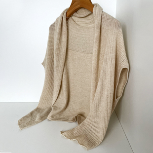 纯山羊绒春夏秋四季新品空调房宽松纯色女士针织围巾/披肩/开衫