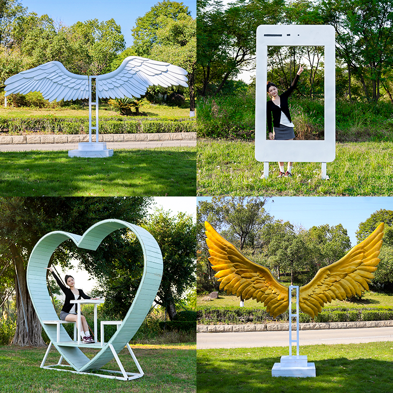 户外景区网红打卡爱心座椅摆件露营拍照相框道具景观装置布置装饰