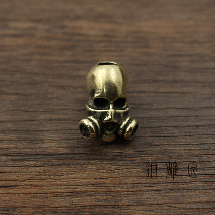 纯铜装备骷髅头刀坠黄铜骷髅头刀坠DIY装饰珠手工皮具配件伞绳坠
