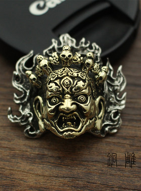 纯铜大黑天黑财神手工纯铜财布扣
