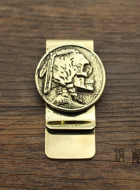 黄铜骷髅一体钞票夹 男士金属钱夹创意随身个性钱夹卡夹 创意礼品