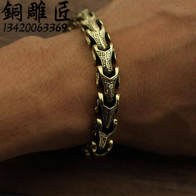 黄铜骷髅朋克风手链钱包防盗链