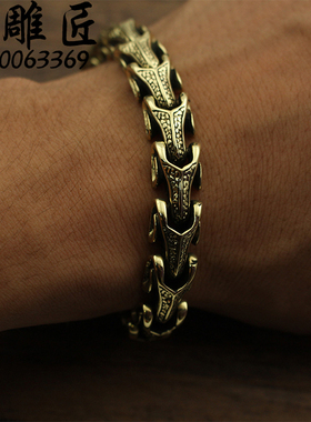 黄铜骷髅朋克风手链钱包防盗链