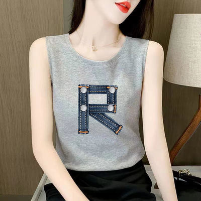 上衣纯棉圆领百搭外穿大码背心女