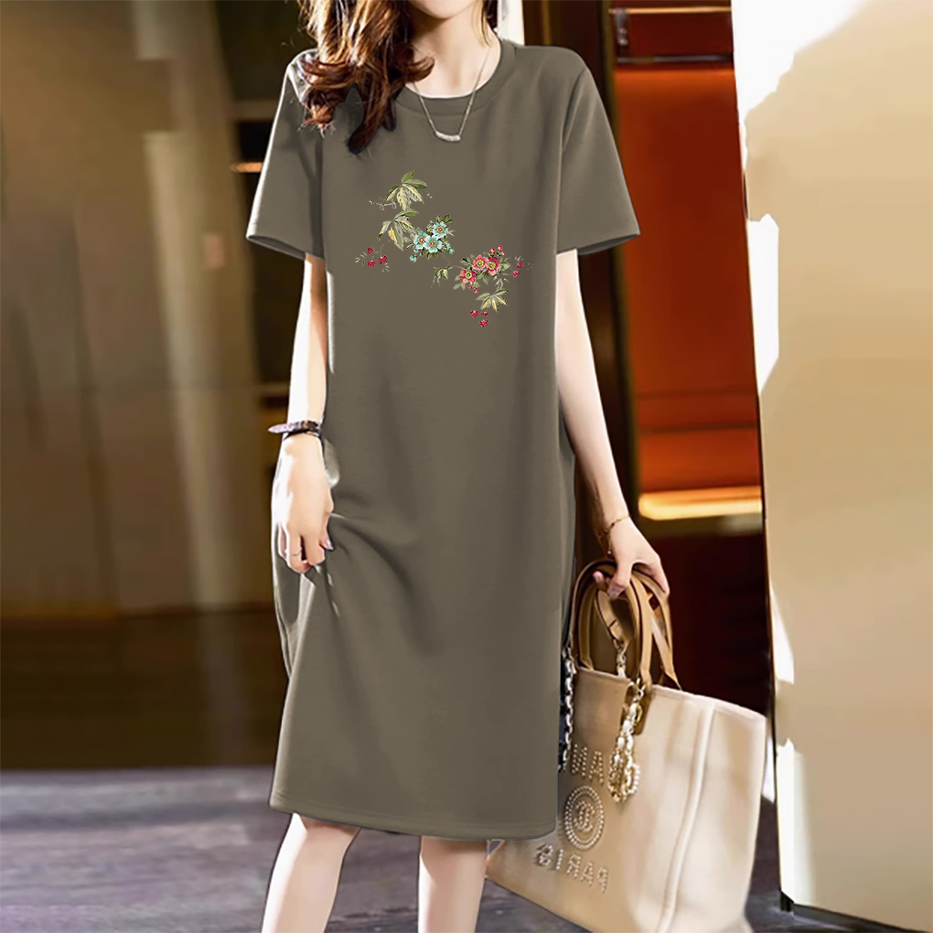 纯棉短袖口袋设计感T恤连衣裙女