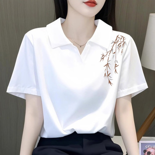 外贸出口清仓夏季短袖纯棉PoloT恤设计感时尚韩版显瘦文艺上衣女