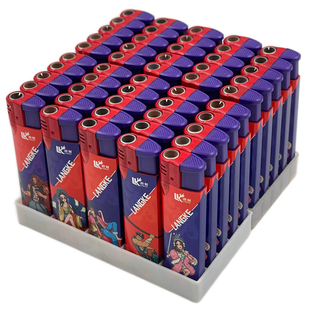 浪客K9防风整盒充气打火机塑料加厚型点香家用直冲蓝火整包打火机