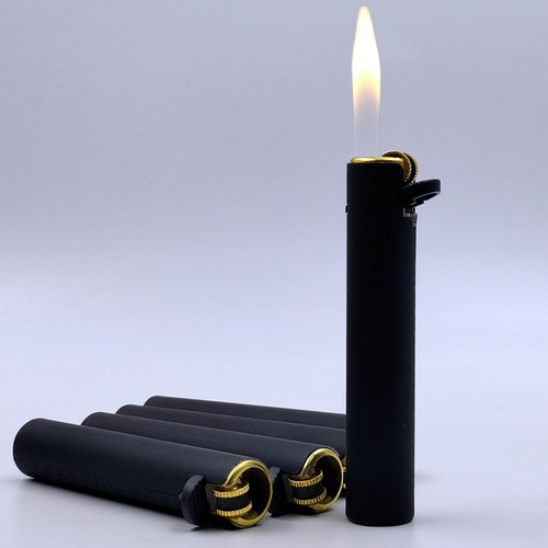 黑色铁壳圆柱形滑轮款可充气明火静音怀旧定制广告老式火石打火机 - 封面