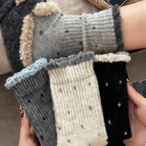 paipaidx波点羊毛袜冬季加厚加绒