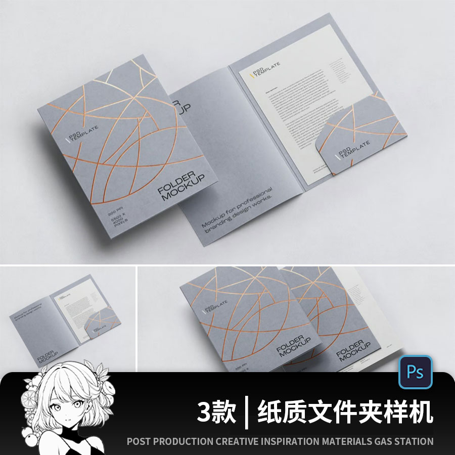 图展示素材封套VI智能设计档案资料文件夹PSD合同样机贴图PS