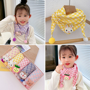 婴儿围巾春秋薄款纯棉男童女童宝宝三角巾儿童围脖防风小头巾潮冬