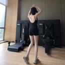 JumpingCat欧美新款 裸感瑜伽连体服女高强度健身服紧身运动连体衣