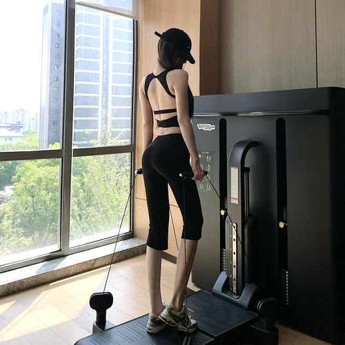 美背镂空瑜伽文胸6分裤两件套女