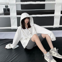 JumpingCat 健身服休闲跑步运动卫衣女宽松套头衫长袖上衣潮