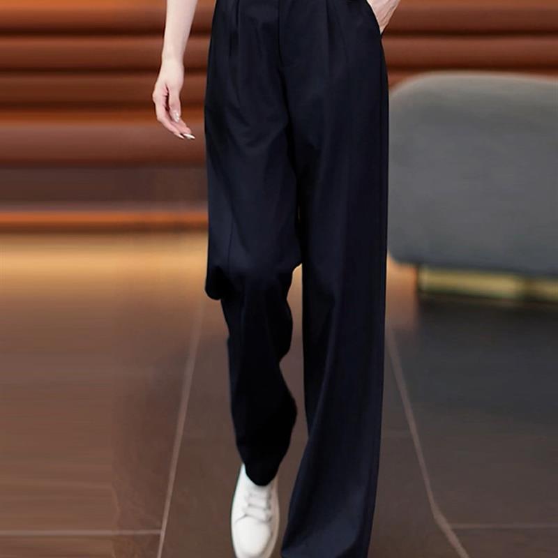 高级感灰色西装阔腿裤女秋季2025新款弯刀裤子垂感宽松休闲直筒裤