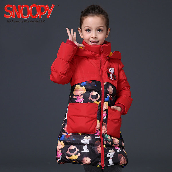 17年冬季新款 PEANUTS 史努比 女童中长款羽绒服 优惠券折￥239包邮（￥299-60）100~160码全 3色可选
