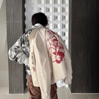 ENFANTS RICHES DEPRIMES 25SS红刺绣“自行车”皮衣夹克外套男女