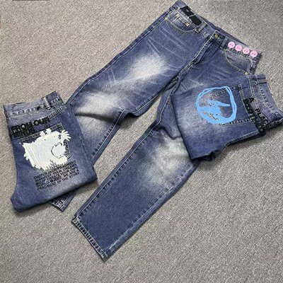 Travis Scott x Fragment Design 联名藤原浩闪电刺绣水洗牛仔裤