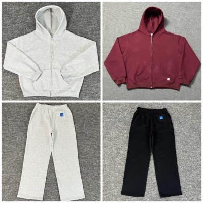 AKIMBO CLUB zip hoodie 秋冬拉链加绒卫衣纯色宽松直筒裤