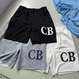 美式cole buxton夏季设计感小众cb字母印花休闲毛圈宽松松紧短裤