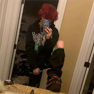 Revenge 秋冬新款毛圈棉连帽卫衣发泡绿色蜘蛛帽衫