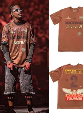 Travis Scott Circus Maximus巡演同款Parasail倒置字母球衣短袖T