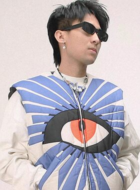 新品真理之眼背心马甲充棉外套男女款美式潮牌夹克秋冬款