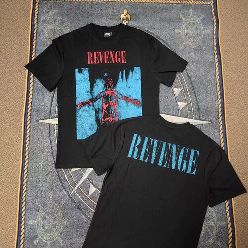 Revenge Sliver Distressed Band银色镶边带碎花油印短袖美式T恤