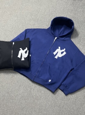 现货AKIMBO CLUB zip hoodie 美式烟鬼同款NY拉链加绒卫衣