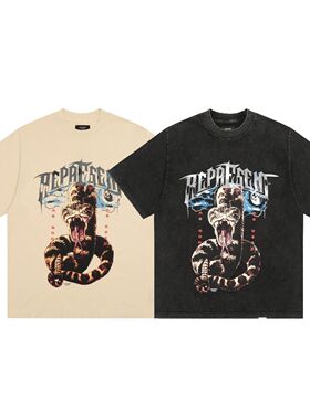 Represent Rattlesnake 响尾蛇印花做旧短袖复古T恤宽松版型