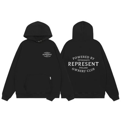 REPRESENT STAMP HOODIE复古美式经典英文LOGO毛圈休闲连帽卫衣