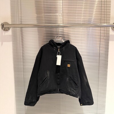 Grailz水洗重磅做旧风连帽泥染夹克cleanfit工装做旧棉服男外套