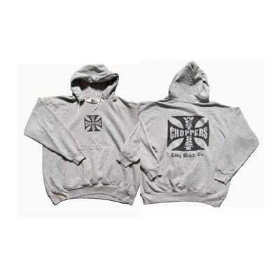 现货West Coast Choppers 25SS“Grey Hoodie”水洗做旧帽衫卫衣