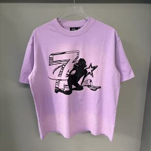 现货TRIPLE SEVENS 美式街头潮牌7星logo舞女喷马骝印花短袖T恤