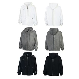 Thug Club 23FW镂空拼接重磅水洗做旧宽松休闲拉链连帽衫卫衣外套