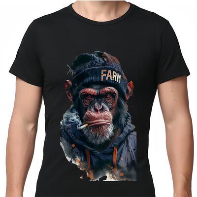 夏装3D图人猿凯撒男士宽松大码抖音网红搞笑定制个性纯棉短袖t恤