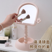 桌面珍珠化妆镜学生宿舍台式 可旋转带底座美妆补妆梳妆方形公主镜