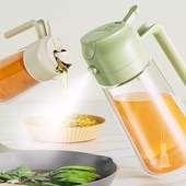 二合一玻璃油壶按压大容量喷雾控油瓶喷倒一体酱油调料瓶自动开合