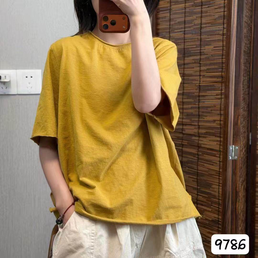 通勤风纯棉短袖T恤女亲肤透气