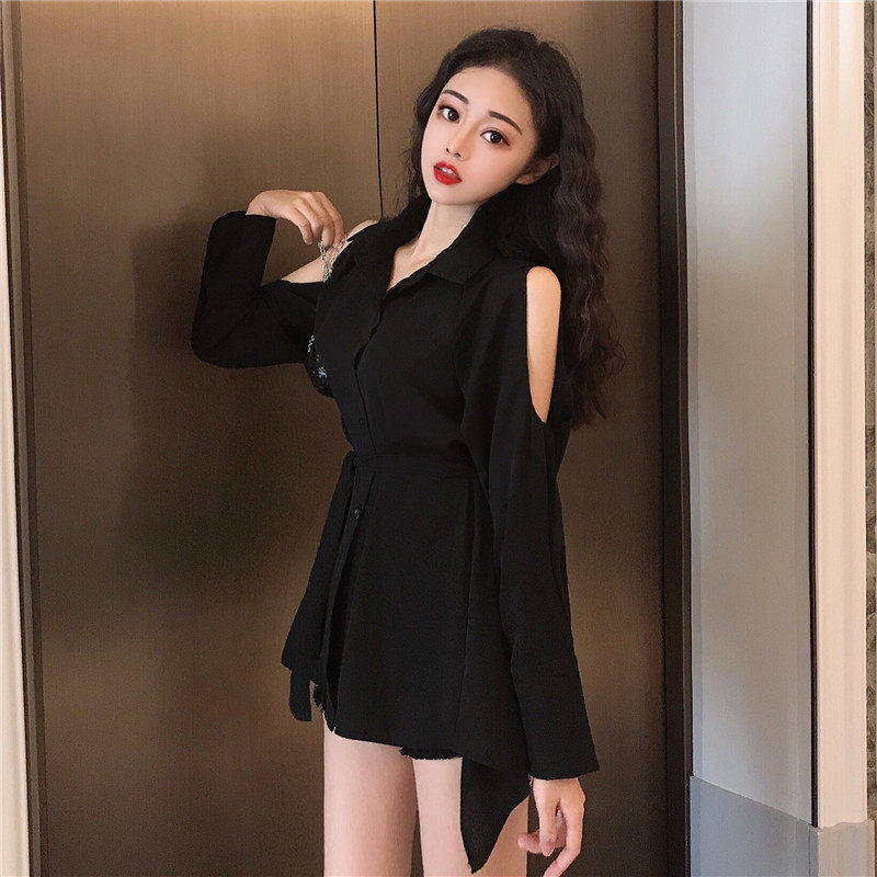 Hong Kong flavor Chic new pattern Korean Edition girl Solid Sense of design A small minority Scheming strapless shirt jacket Women's wearin the Play mode/Anime/Periphery/cos/Board games ,  Cosplay Apparel/Props/Service ,  Cosplay Women  category - from Buy2taobao.com to provide professional Taobao agent buy service