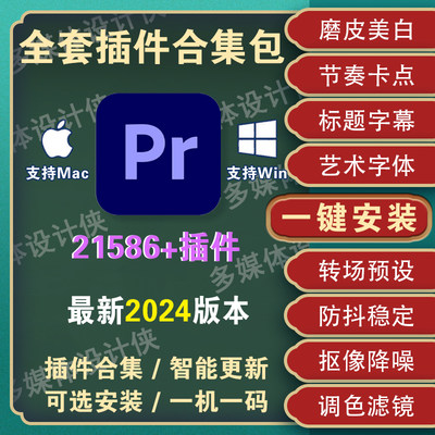 pr插件全套中文一键安装2024pr安装包插件降噪磨皮调色转场教程