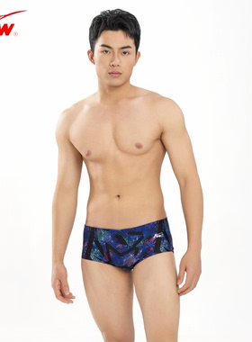 Few飘泳裤专业游泳裤男舒适高弹时尚印花小平角男士三角泳裤M3135