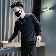 痞帅风t恤男长袖今年流行V领打底衫2025新款爆款早秋季内搭上衣服