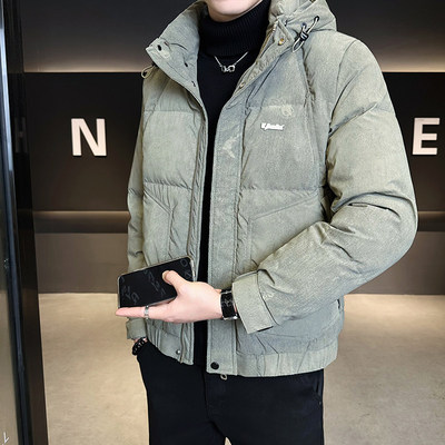 2025新款冬装羽绒服男连帽潮牌修身帅气加厚工装羽绒外套男款上衣