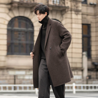 双面羊毛呢子大衣男士中长款冬季2025新款韩版牦牛绒妮子风衣外套