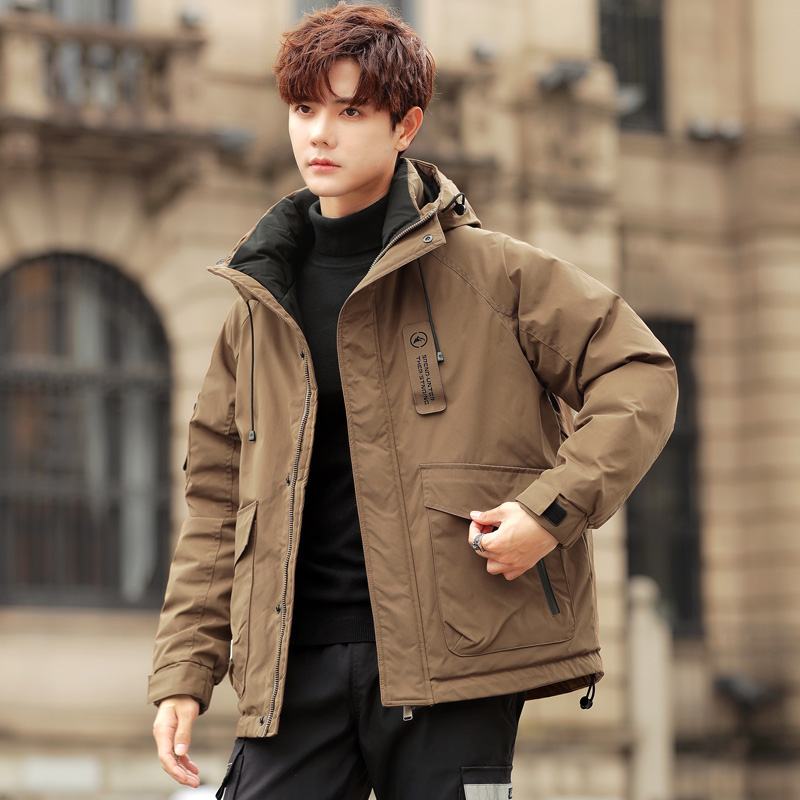 羽绒服男士冬季2025新款潮流连帽加厚保暖冬装休闲冲锋衣工装外套
