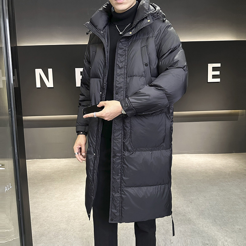 男士羽绒服中长款连帽加厚保暖时尚高端白鸭绒袄子上衣服冬