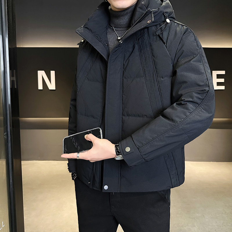 连帽羽绒服男冬季2026新款时尚帅气男冬装短款加厚保暖防寒服外套